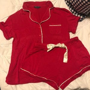Christian Siriano red pajama pj short set